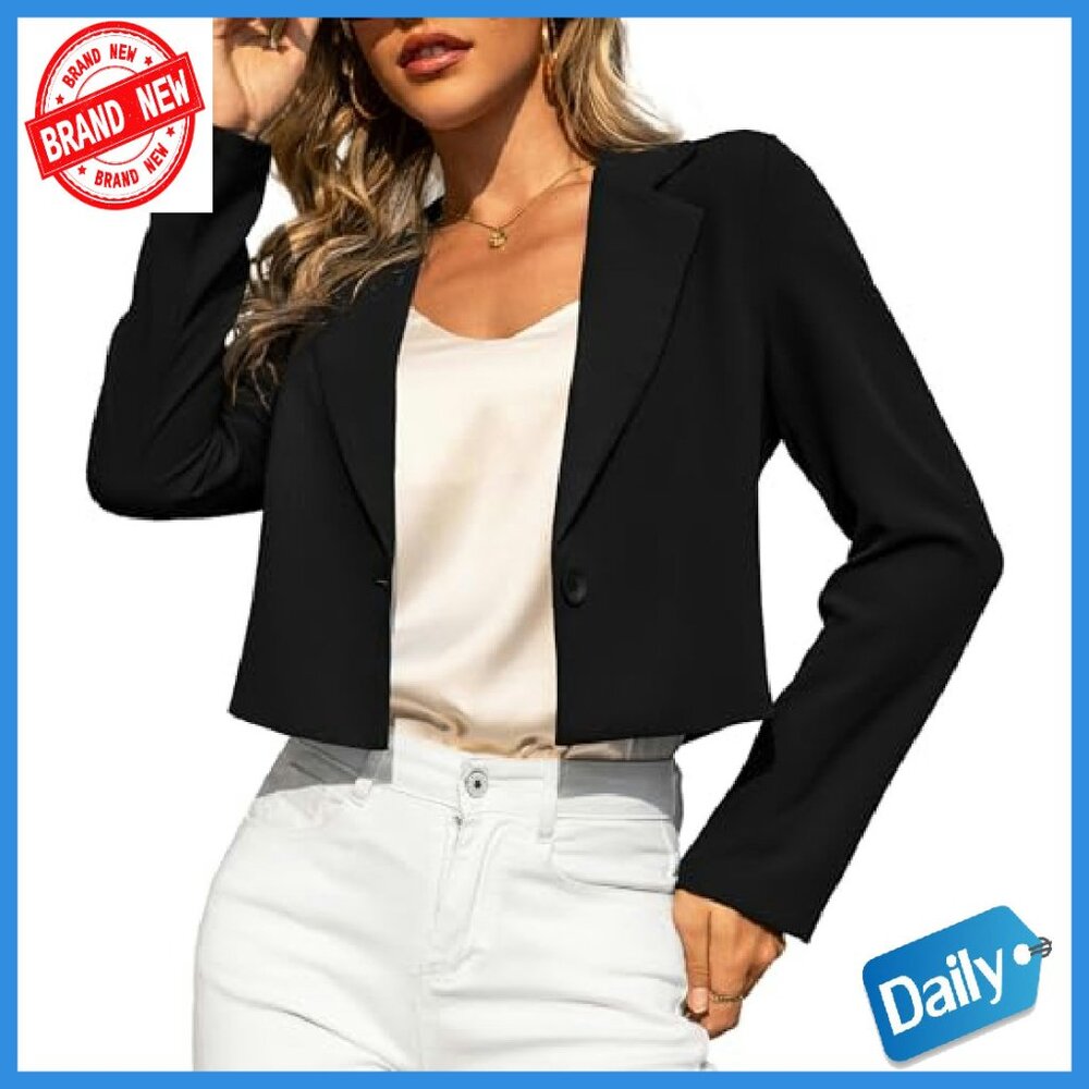 Cropped Blazer Lightweight Polyester Business Cas… - image 2